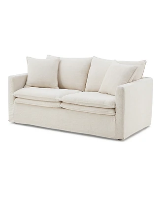 Furniture of America 68" Linen Maddy 2-Seater Narrow Track Arm Loveseat