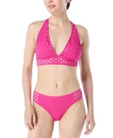 Carmen Marc Valvo Womens Crochet Bikini Top Bottoms