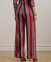 Lauren Ralph Petite Striped Satin Charmeuse Wide-Leg Pants