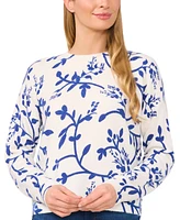 CeCe Women's Floral Vines Long-Sleeve Crewneck Sweater