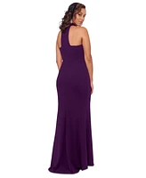 Betsy & Adam Women's High-Neck Sleeveless High-Slit Gown