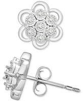 2-Pc. Set Diamond Flower Pendant Necklace & Matching Stud Earrings (1/4 ct. t.w.) in Sterling Silver, Exclusively at Macy's