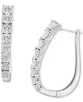 Diamond Elongated Hoop Earrings (1 ct. t.w.) in Sterling Silver, Exclusively at Macy's