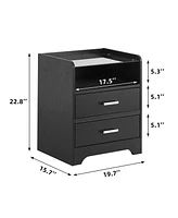 gaomon Nightstand with Led Lights and 2 Storage Drawers