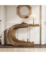 Tribesigns 43.3" C-Shaped Console Table, Mid-Century Modern Wood Entryway Hallway Table, Heavy-Duty Entry Accent Table for Hall, Living Room, Entrance