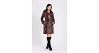 Furniq Uk Women's Genuine Leather Trench Coat