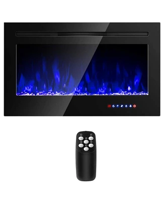 Sugift 36 Inch Electric Fireplace Insert Wall Mounted with Timer