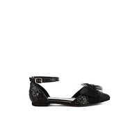 Rag & Co Clarice Sheer Bow Detail Glitter Flat Sandals