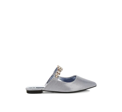 Rag & Co Magnum Diamante Strap Glitter Mules