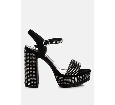 London Rag Starlet Rhinestones Embellished Ankle Strap Heels