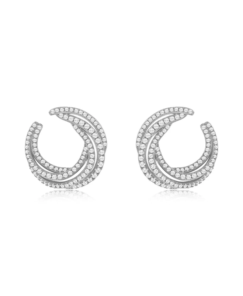 Suzy Levian New York Suzy Levian Sterling Silver White Cubic Zirconia Open Circle Pave Earrings