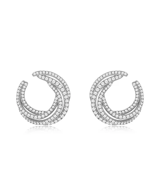 Suzy Levian New York Suzy Levian Sterling Silver White Cubic Zirconia Open Circle Pave Earrings