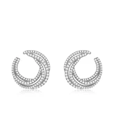 Suzy Levian New York Suzy Levian Sterling Silver White Cubic Zirconia Open Circle Pave Earrings