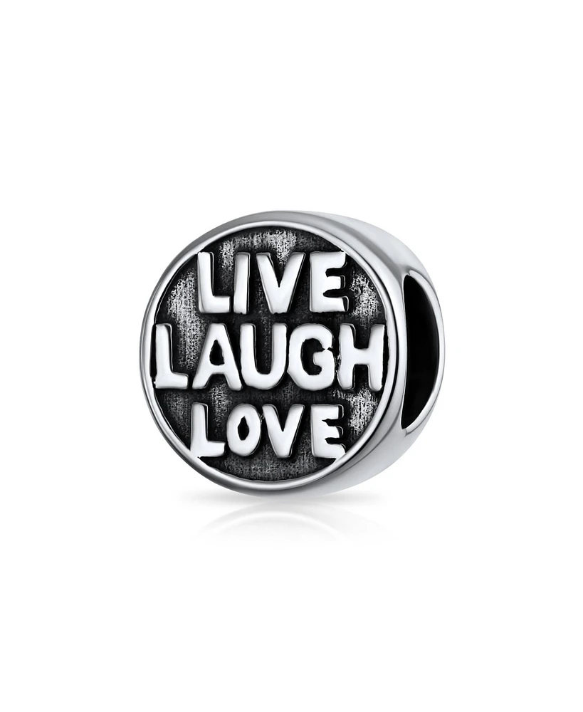 Bling Jewelry Live Laugh Love Mantra Charm Bead Sterling Silver Bracelet