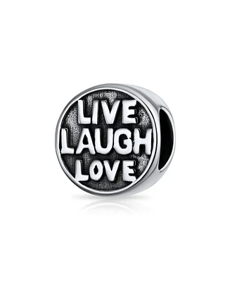 Bling Jewelry Live Laugh Love Mantra Charm Bead Sterling Silver for Bracelet