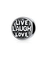 Bling Jewelry Live Laugh Love Mantra Charm Bead Sterling Silver Bracelet