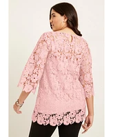 June + Vie Plus Allover Lace Top