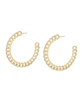 Steve Madden Faux Stone Curb Chain Hoop Earrings