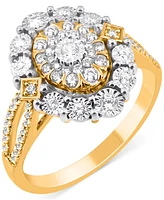 Diamond Halo Cluster Ring (1/4 ct. t.w.) in 14k Gold