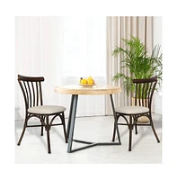 Slickblue 2-Piece Upholstered Dining Chair Set Aluminum Frame with Stylish Wood Finish, Ideal for Home & Dining