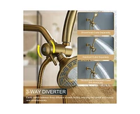 3-Function Dual Shower Head and Handheld with Bathtub Spout Rough in-valve