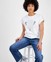 Guess Women's Cotton Embellished Graphic-Print Tee