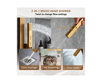 36 Inch Led & Music Rainfall Thermostatic Shower System with Slide Bar and 2-in-1 Handheld
