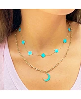 The Lovery Turquoise Crescent Moon Charm 14K Gold 17 millimeters