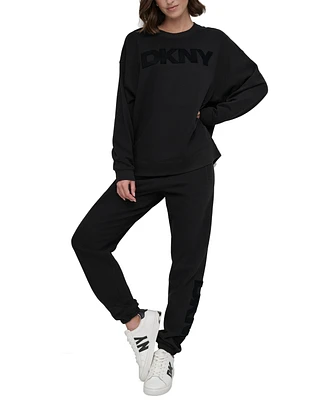 Dkny Sport Women's Velvet-Logo Sweatshirt