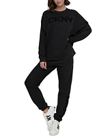 Dkny Sport Women's Velvet-Logo Sweatshirt