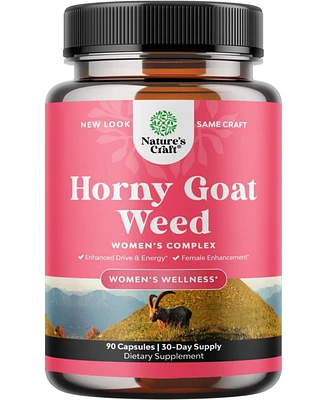 Goat Weed for Women Capsules, Female Support Blend, Ashwagandha Panax Ginseng & Maca Root, Increase Drive Energy & Mood, Nature's Craft, 90ct