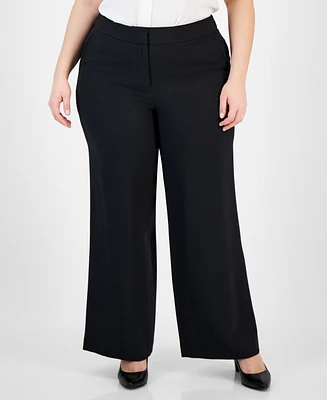 Tahari Asl Plus Mid-Rise Wide-Leg Pants