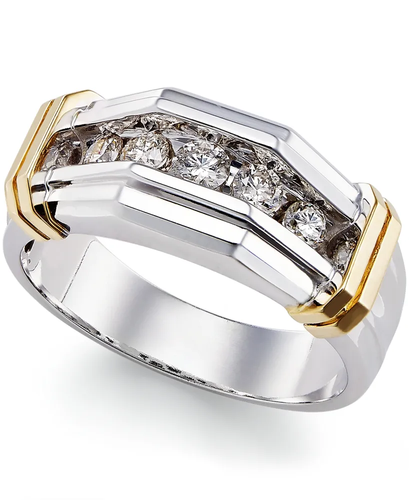 Men's Diamond Ring (1/2 ct. t.w.) in 10k Gold and White Gold