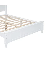 Slickblue Full Size Wood Platform Bed Frame Retro Style Platform Bed with Wooden Slat Support
