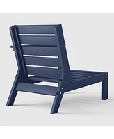 WestinTrends Outdoor Patio Hdpe Right Arm Facing Sectional Navy Blue Corner Club Chair with Patio Cushions