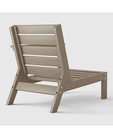 WestinTrends Outdoor Patio Hdpe Right Arm Facing Sectional Weathered Wood Corner Club Chair with Patio Cushions