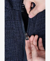Boy's Hooded Faux Shearling Lining Full Zip Sweater With Moto Design Arm Piece