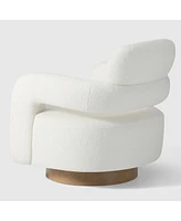 WestinTrends Mid-Century Modern Faux Sherpa Swivel Barrel Accent Chair
