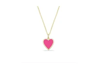 Etoielle Pink Enamel Heart Necklace Encusted with Cubic Ziconia Suepended on a Paperclip Chain 18 inches adjustable