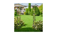 Slickblue Flat Top Iron Arch with 16mm Tubing for Courtyard Garden Entrance Decor