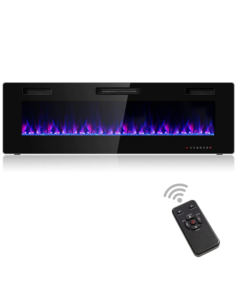 Sugift 60 Inch Ultra Thin Electric Fireplace with 2 Heat Settings