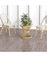 Costway 18 Pcs Interlocking Deck Tiles Anti-slip Floor Tiles for Poolside All Weather