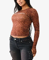 True Religion Women's Leopard Crystal Top