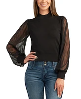 Bcx Women's Pleated-Sleeve Mock-Neck Sweater