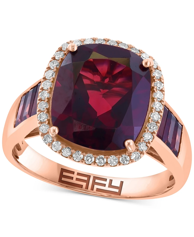 Effy Garnet (7 ct. t.w.) & Diamond (1/6 ct. t.w.) Halo Ring in 14k Rose Gold