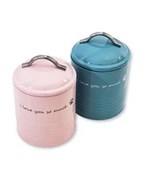 I Love You So Much" Dog Treat Canister Gift Set – Airtight & Stylish Storage, Durable, Non-Toxic Material (Pink and Blue)