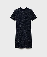 Mango Women's Short-Sleeved Sequin Dress