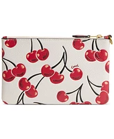 Coach Small Cherry Print Leather Wristlet