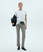 Mango Women's Belt Straight-Fit Pants