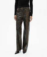 Mango Women's Straight Snakeskin-Effect Pants